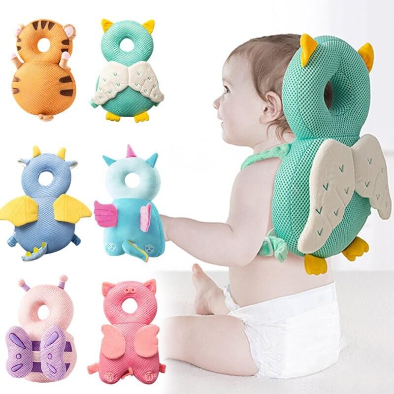 Babyryggsäck med huvudskydd