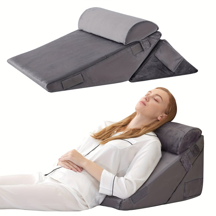 RelaxPlus justerbar ortopedisk kilkudde – premium minnesskumsystem 7-i-1