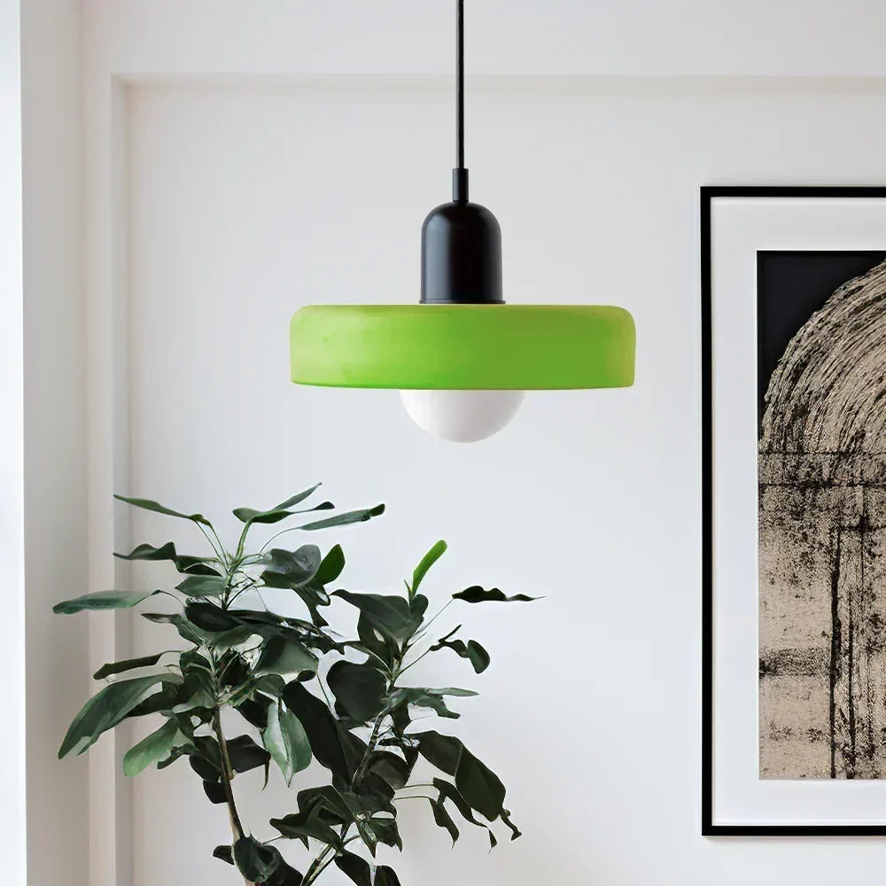 Taklampa i Bauhausstil med blyinfattat glas