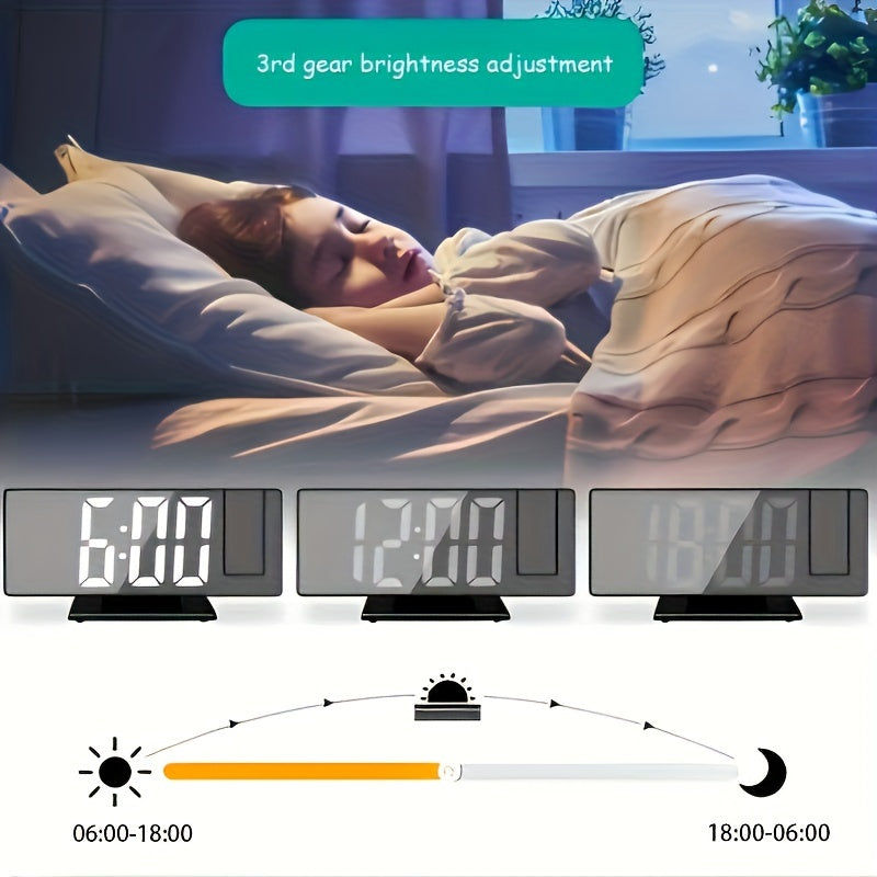 Digital projektionsväckarklocka med stor LED-display och multifunktionell alarmfunktion