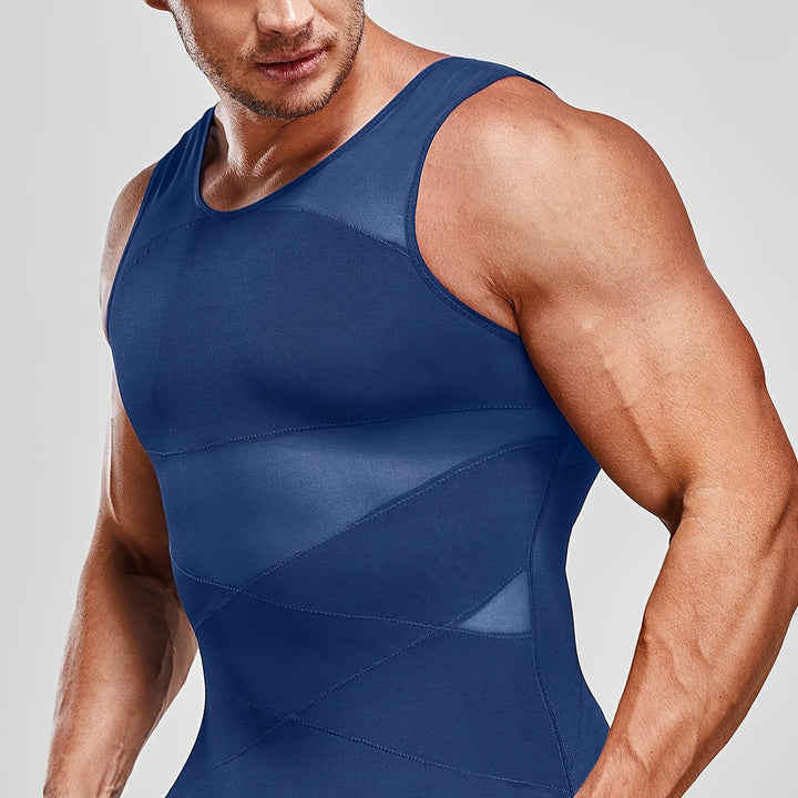 Shapewear-linne för herr med magkontroll, ärmlöst undertröja