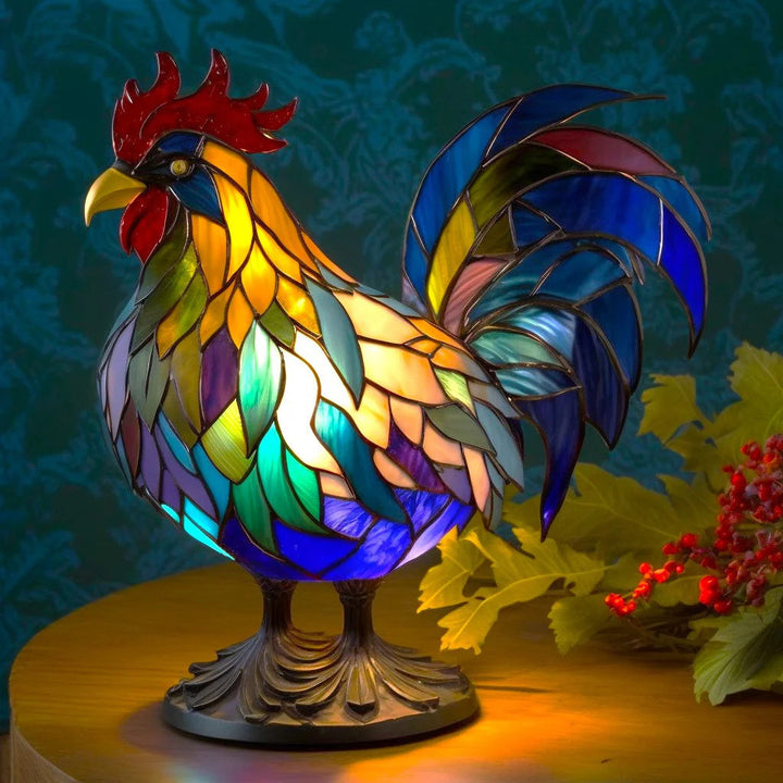 VitraGlow handgjord glasdekoration | Elegant bordslampa i harts och glas med livfulla konstnärliga mönster