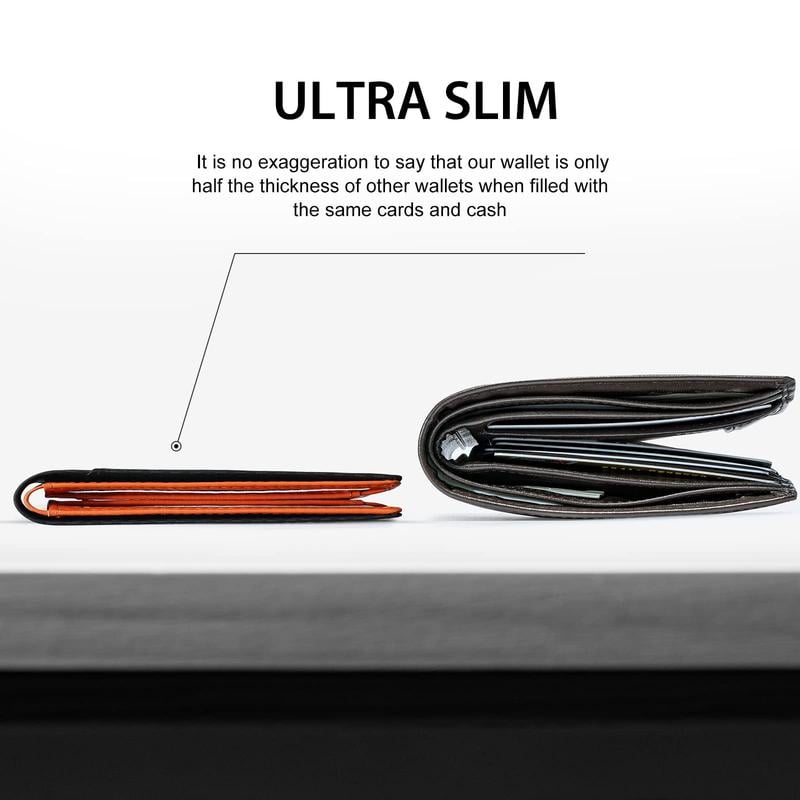 Slim RFID-plånbok för Herr | Korthållare i Läder | Svart