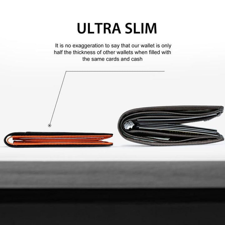 Slim RFID-plånbok för Herr | Korthållare i Läder | Svart