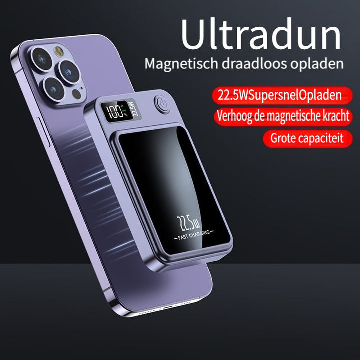 Magnetisk powerbank – Ultratunn med superfarsnabb trådlös laddning