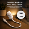 2-i-1 stjärnprojektor och varm nattlampa med utbytbara folier, USB-driven