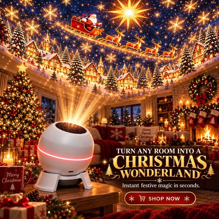 Ljusprojektor för jul med rörliga stjärnmönster, USB-driven, vit