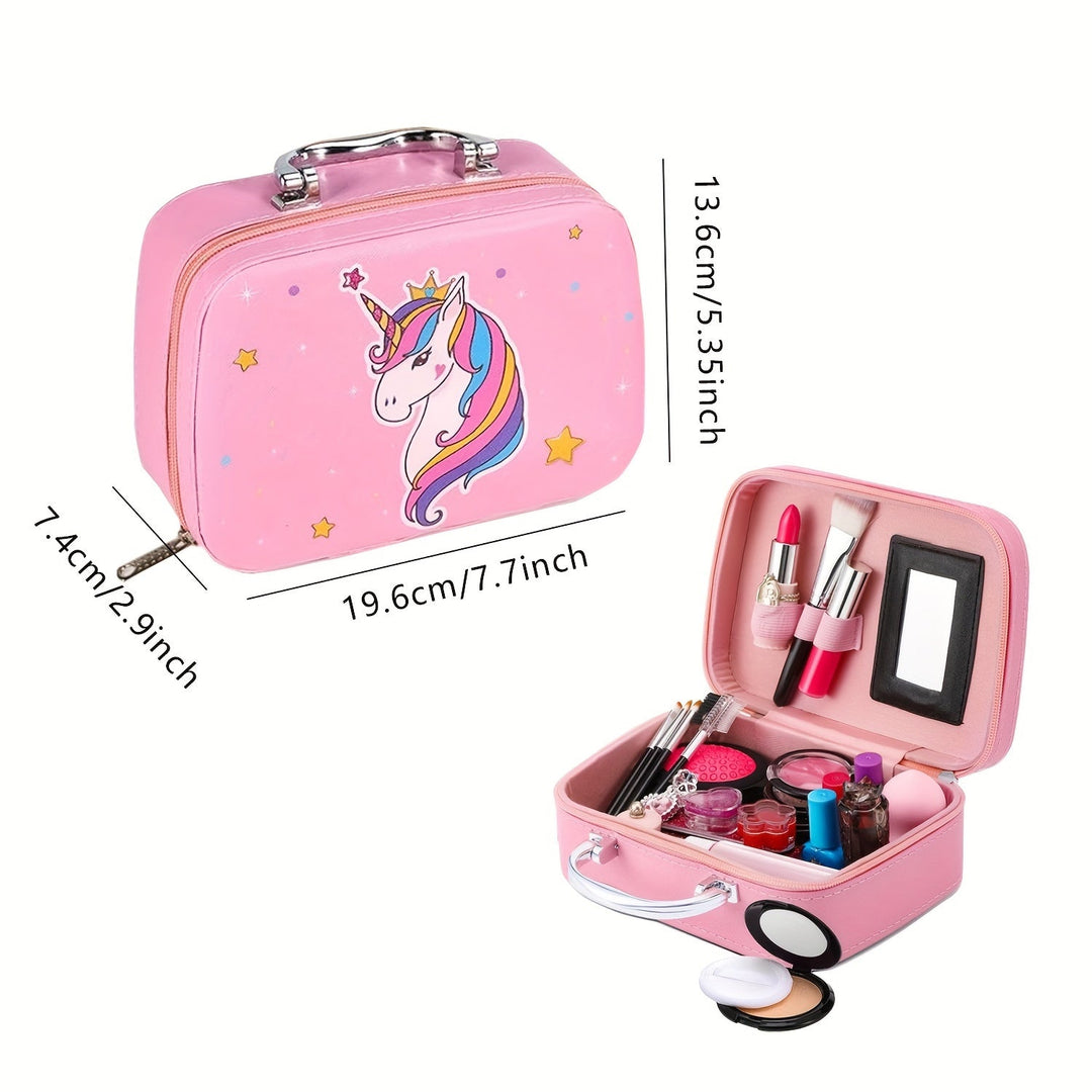 Deluxe Unicorn-sminkväska – riktiga kosmetika och accessoarer för tjejer