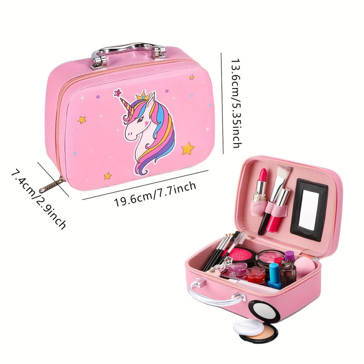 Deluxe Unicorn-sminkväska – riktiga kosmetika och accessoarer för tjejer
