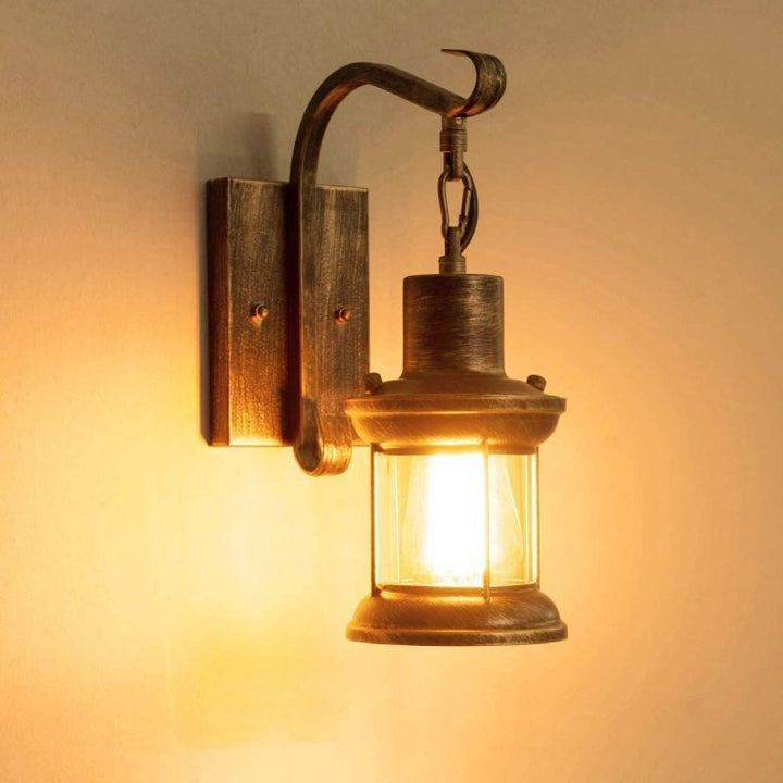 Silva industriell retro vägglampa svart/brons inomhus metall/glas
