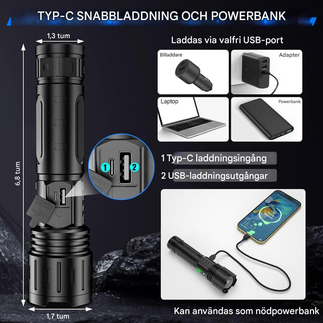 100 000 lumen ficklampa