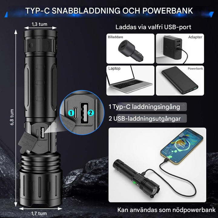100 000 lumen ficklampa