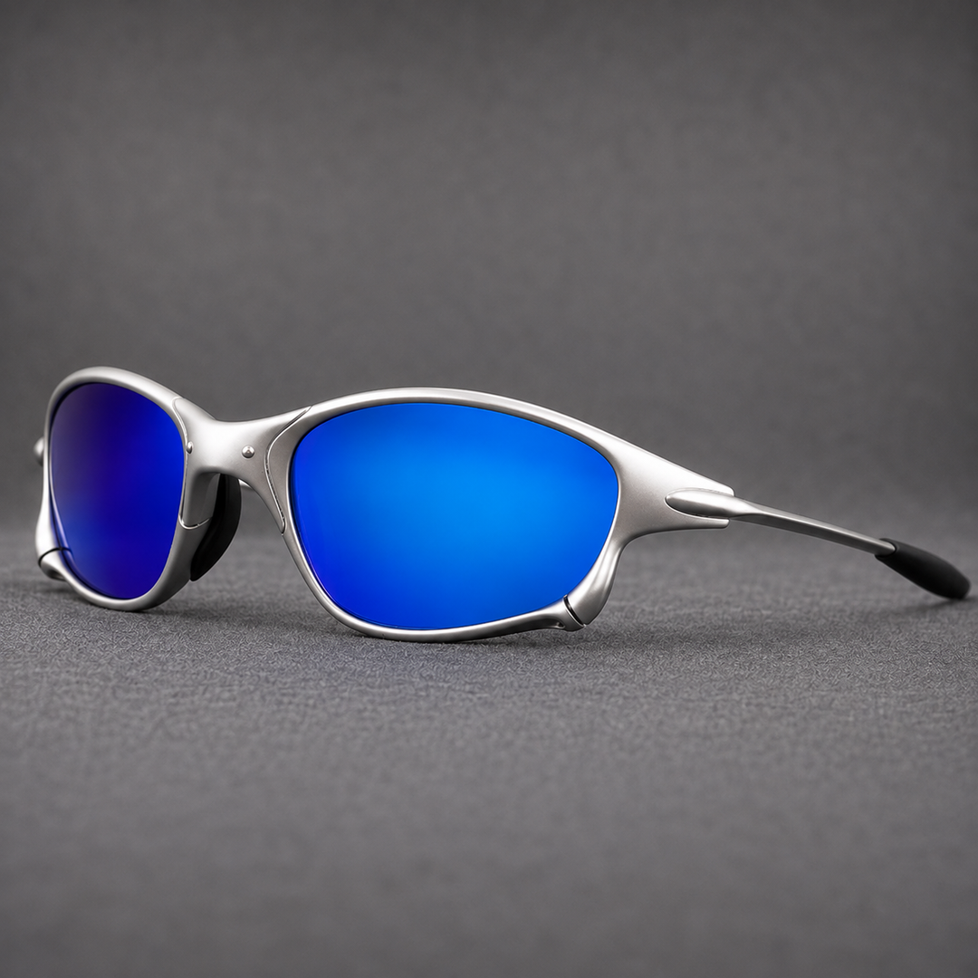Polariserade sportsolglasögon – metallbåge med röda linser
