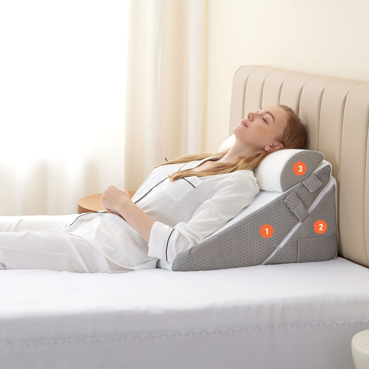 RelaxPlus justerbar ortopedisk kilkudde – premium minnesskumsystem 7-i-1