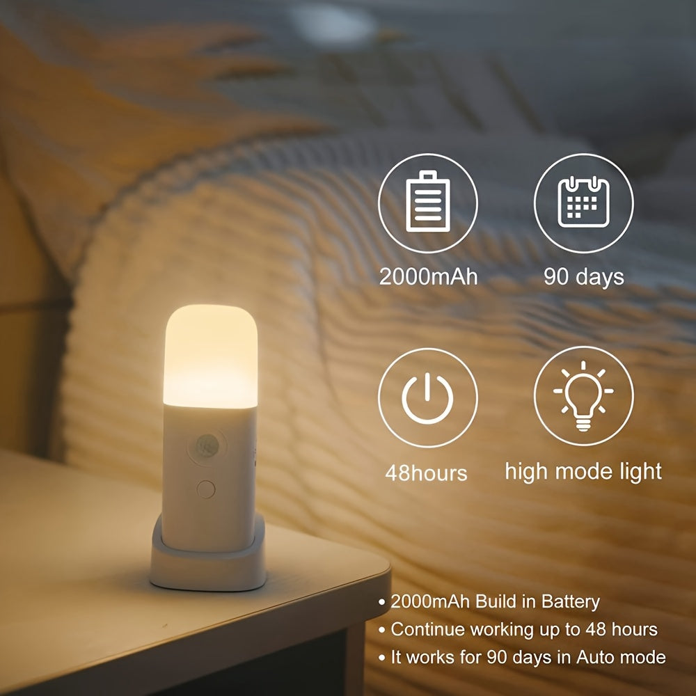 LED-nattlampa med rörelsesensor – USB-laddningsbar och justerbar ljusstyrka för sovrum och hallar