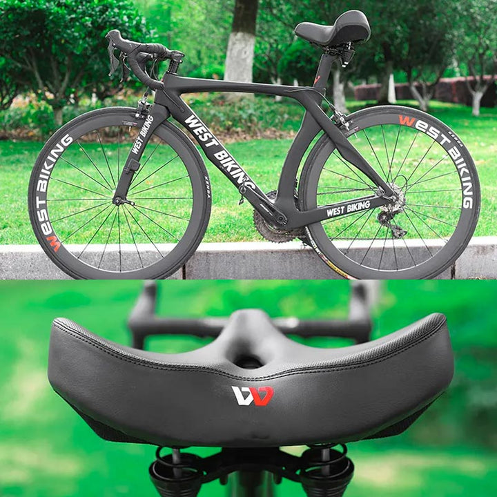 Ergonomisk och bred cykelsadel med extra stoppning för optimal komfort