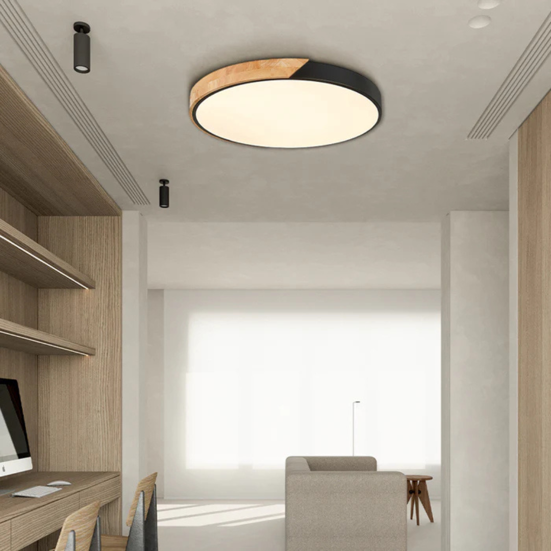 Delos Skandi taklampa i trä | Naturlig LED-designbelysning