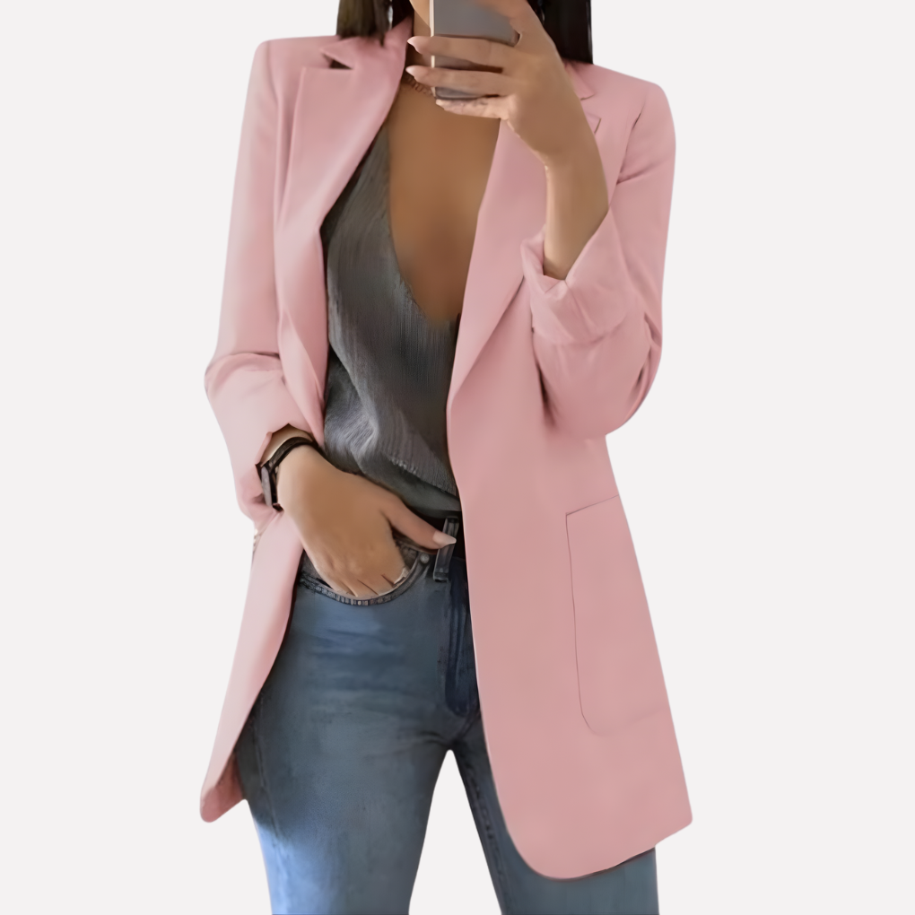 Kvinnors Framsida Fick Blazer – Strukturerad Vardagslager