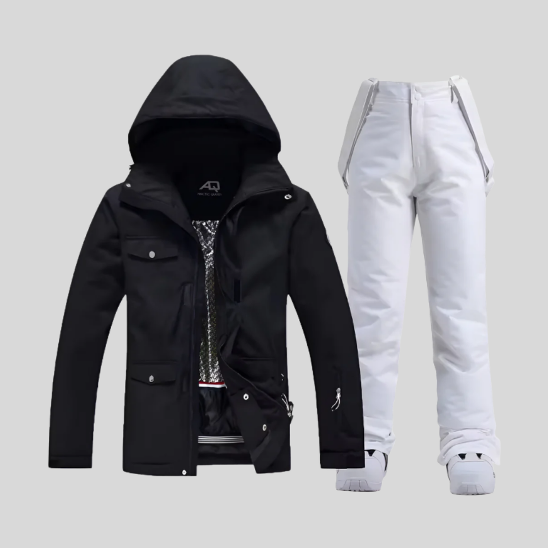 Skidjacka och byxset för kvinnor, funktionell vinteroutfit