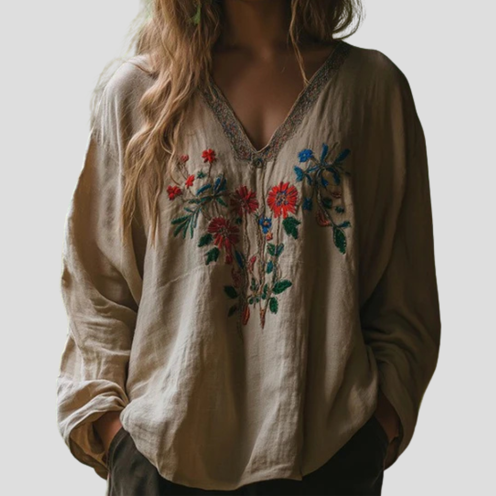 Broderad blus för kvinnor
