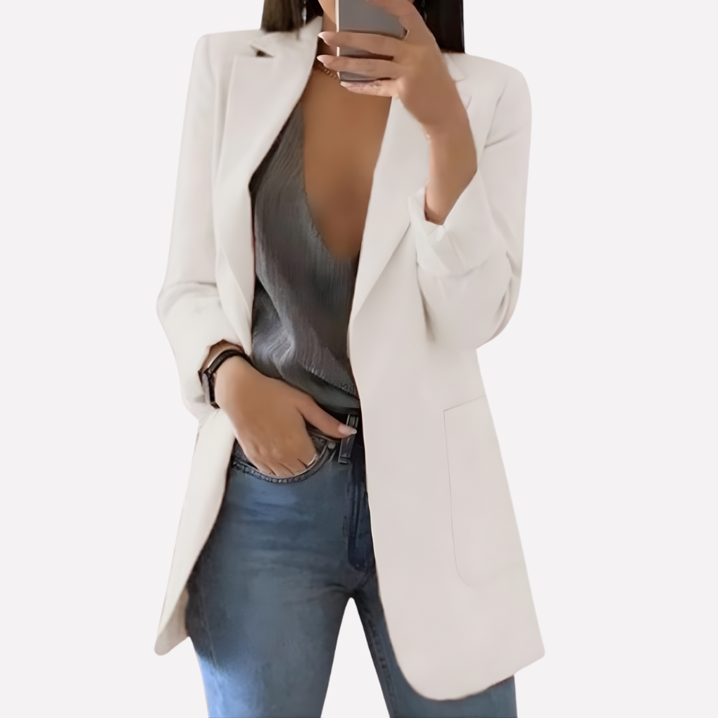 Kvinnors Framsida Fick Blazer – Strukturerad Vardagslager