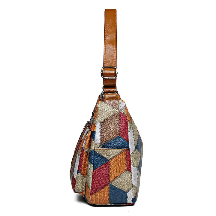 Patchwork-väska för vardagen med inlägg i konstläder.