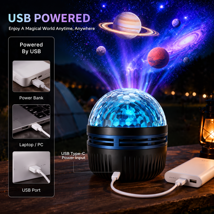360° Dynamisk Galaxy-stjärnhimmelsprojektor nattlampa med svanhals och USB-strömförsörjning