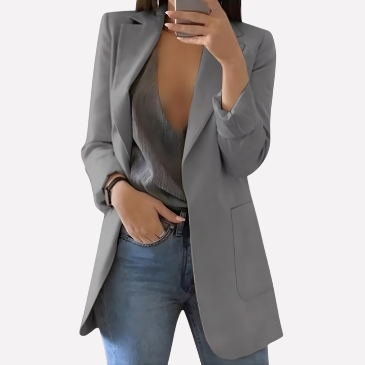 Kvinnors Framsida Fick Blazer – Strukturerad Vardagslager