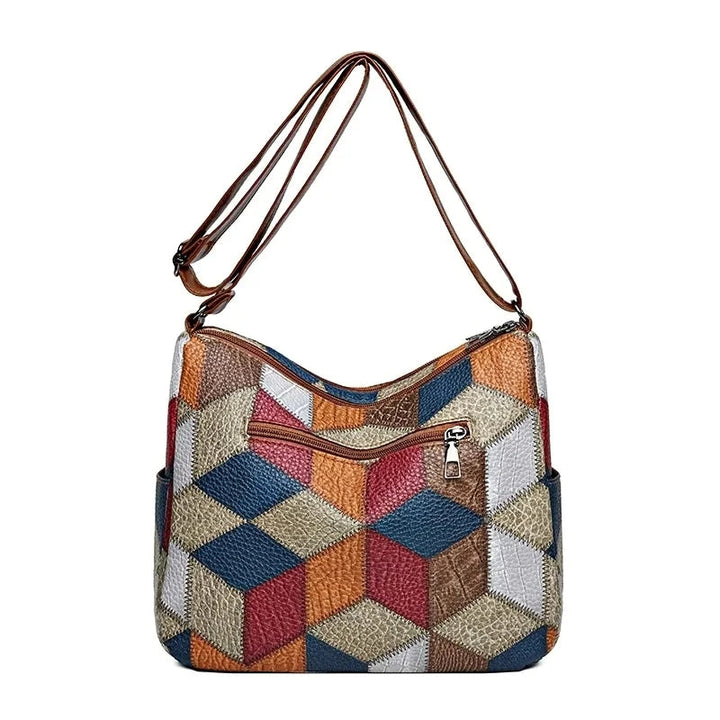Patchwork-väska för vardagen med inlägg i konstläder.