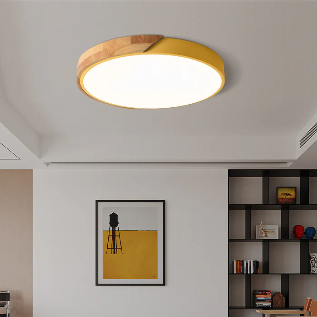 Delos Skandi taklampa i trä | Naturlig LED-designbelysning