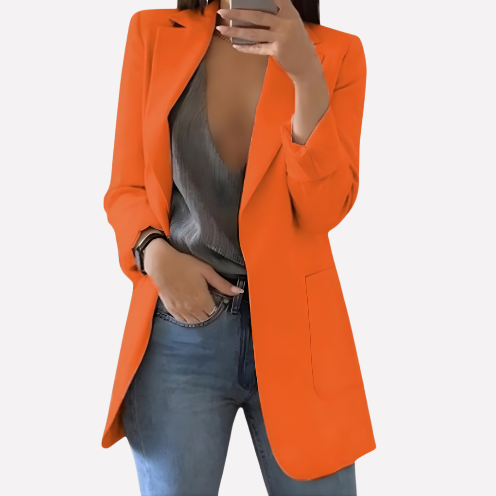 Kvinnors Framsida Fick Blazer – Strukturerad Vardagslager