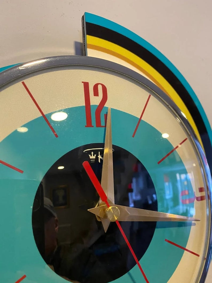 Handgjord väggklocka i mid-century-stil | Retro-väggdekoration, tyst & batteridriven