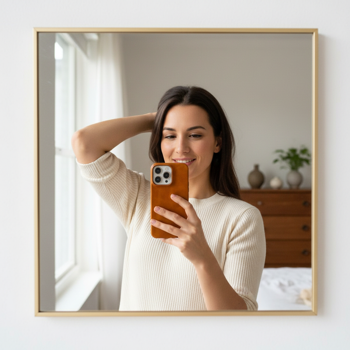Äkta lädertask med oljevax för Apple iPhone