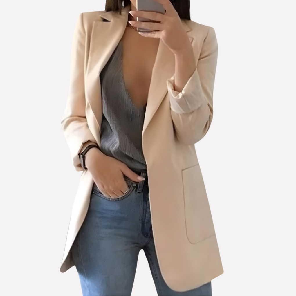 Kvinnors Framsida Fick Blazer – Strukturerad Vardagslager