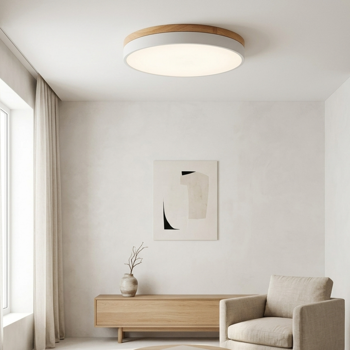 Rund skivtaklampa – platt, planmonterad lampa
