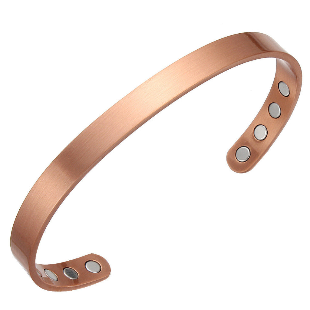 Red Copper Magnet Polished Surface Open-End Bracelet And Ring Set Magnetic Energy Bracelet