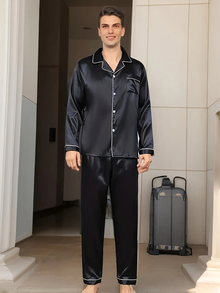 Mjuk satinpyjamas för herr - Adrian