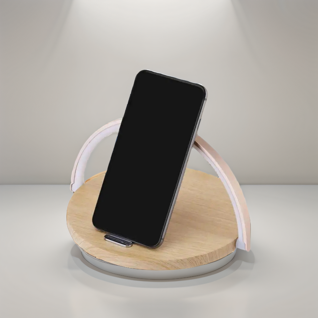 AuraGlow Smart Charging Dock | Modern sängbordslampa med inbyggd snabb trådlös laddning för alla Qi-kompatibla enheter
