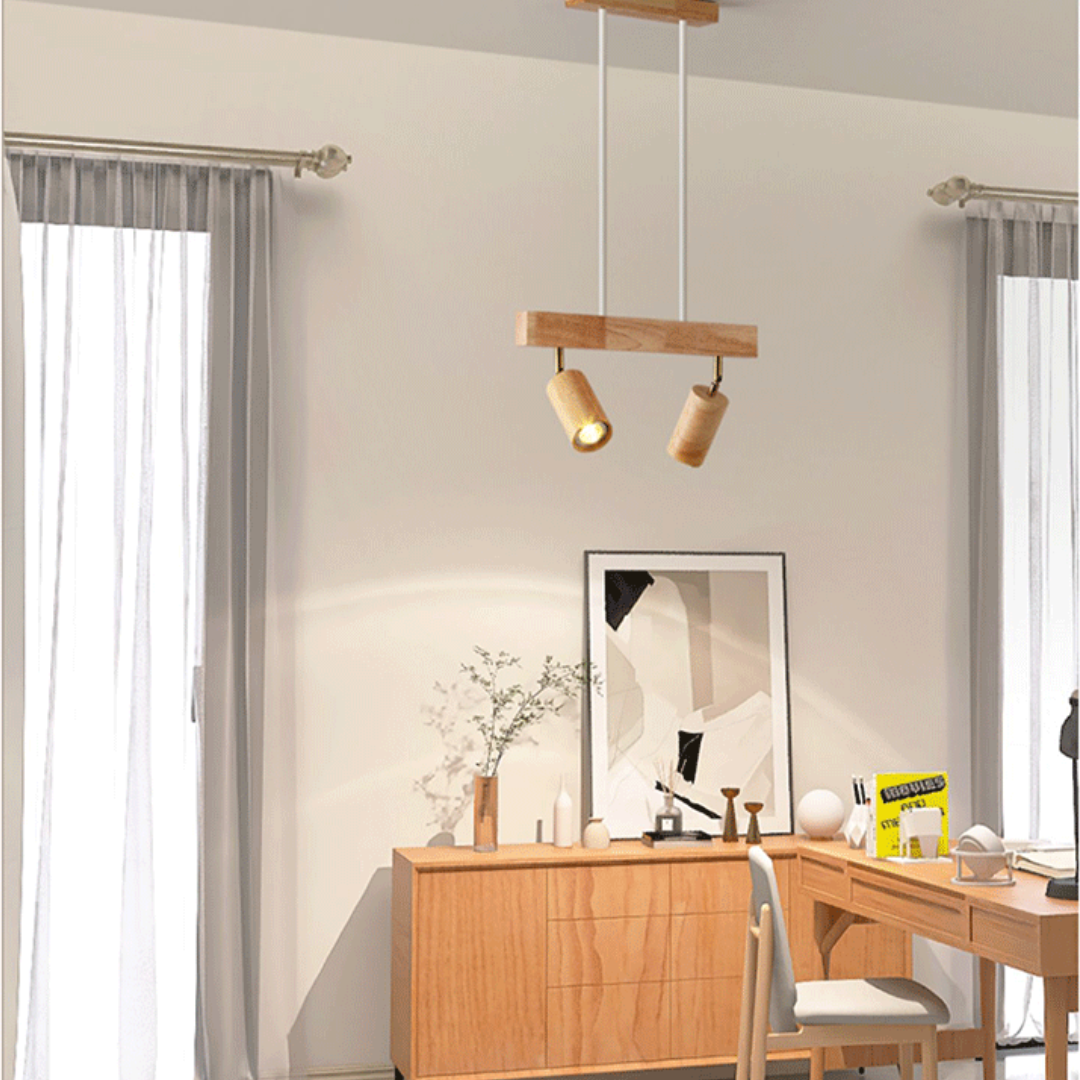 Justerbar taklampa i trä – EcoLux