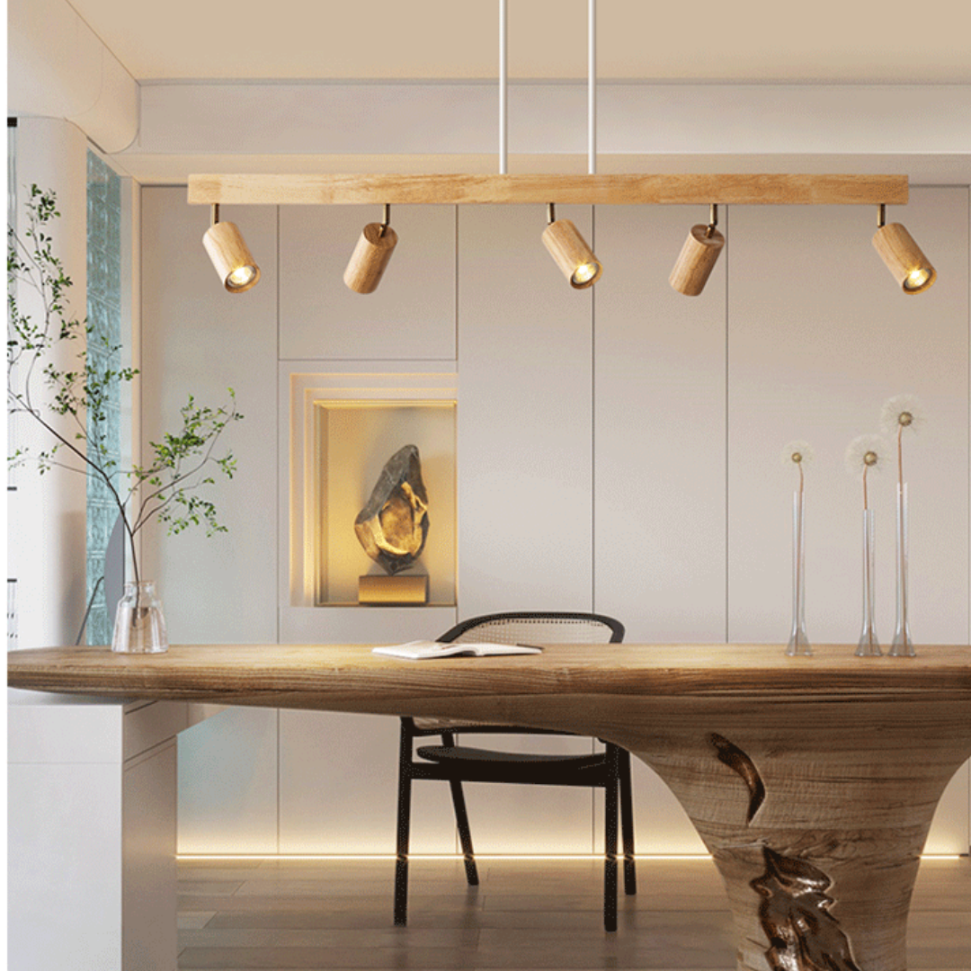 Justerbar taklampa i trä – EcoLux