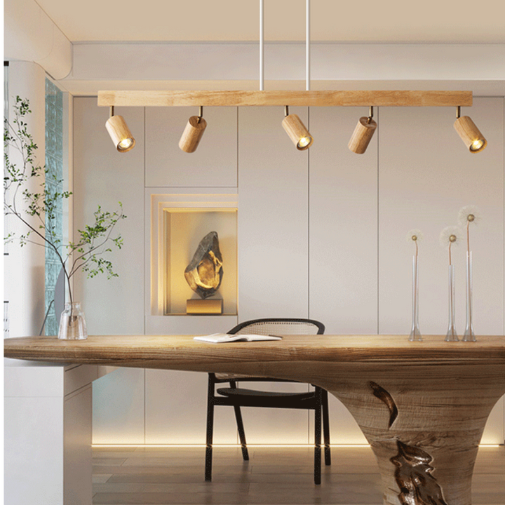 Justerbar taklampa i trä – EcoLux