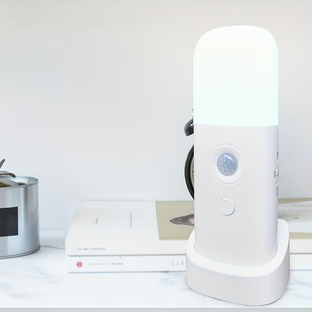 LED-nattlampa med rörelsesensor – USB-laddningsbar och justerbar ljusstyrka för sovrum och hallar