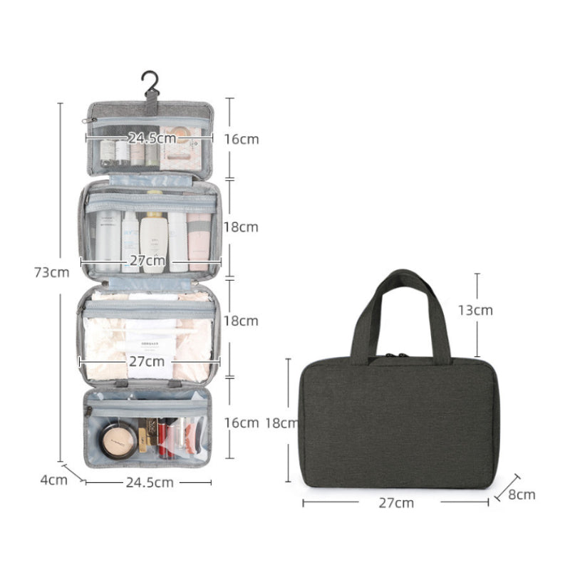 Travelique reseorganizer för kosmetika | Kompakt och vattentät | Med 4 fack och 360°-krok | För kvinnor och män