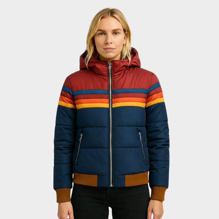 Dam Retro Monivärinen Puffer-takki