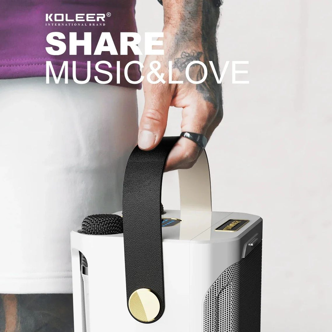 Kraftfull Bluetooth-karaokehögtalare – bärbar trådlös subwoofer-högtalare med 360° surroundljud och dubbel mikrofon