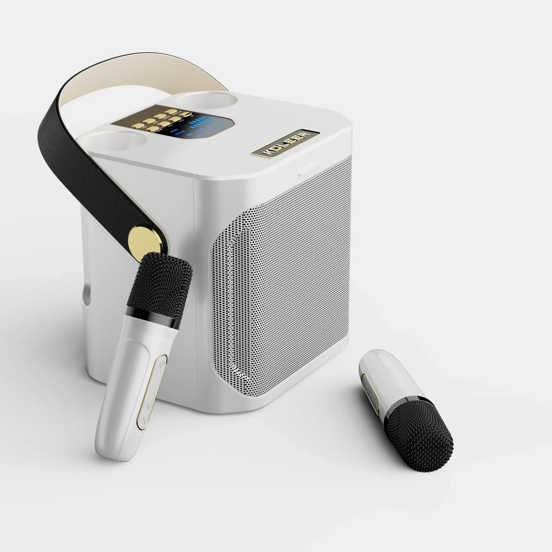 Kraftfull Bluetooth-karaokehögtalare – bärbar trådlös subwoofer-högtalare med 360° surroundljud och dubbel mikrofon