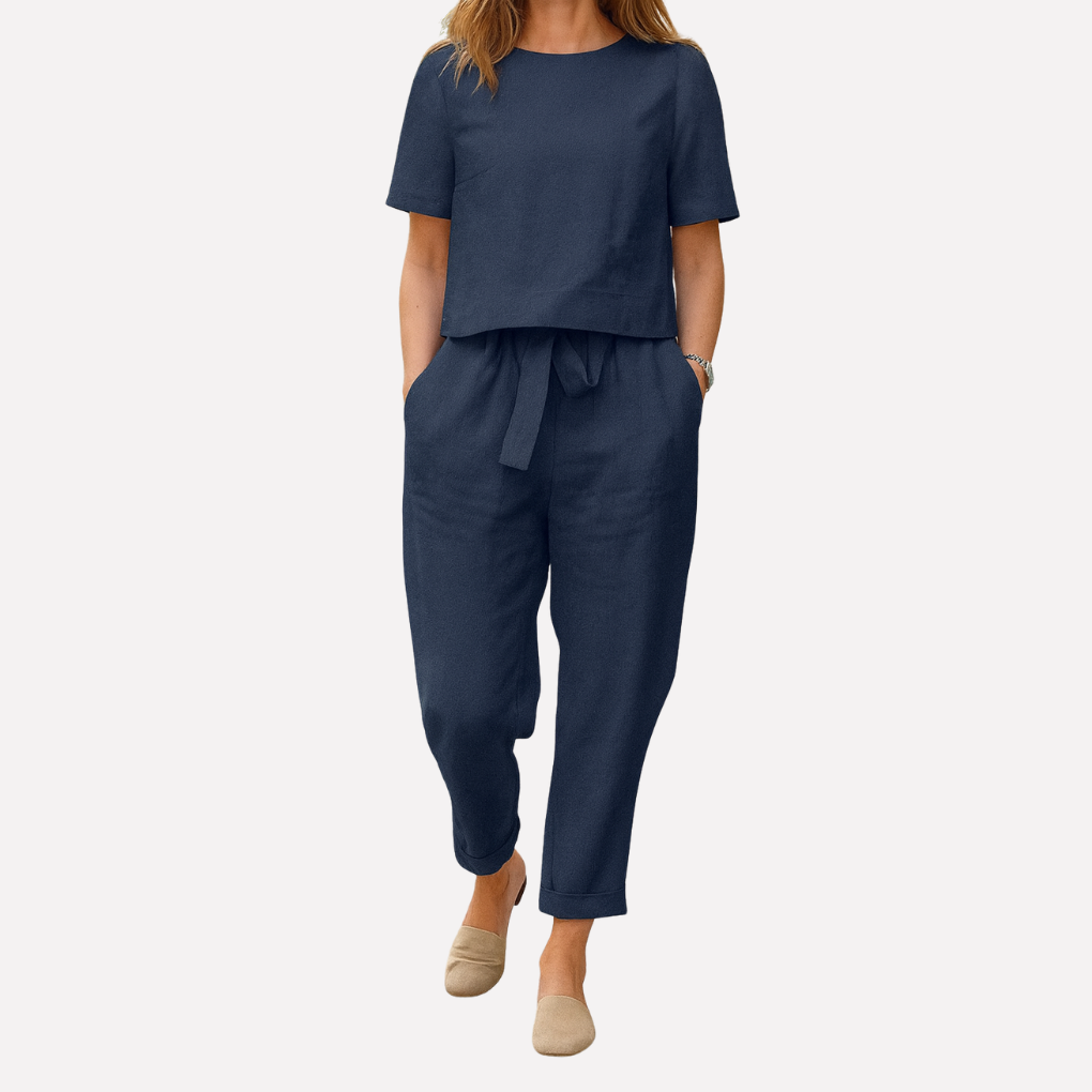 Kvinno‑casualset med långärmad topp och byxor