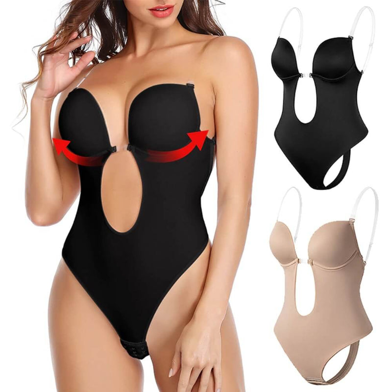 Formande bodyshaper med djup V-ringning och öppen rygg