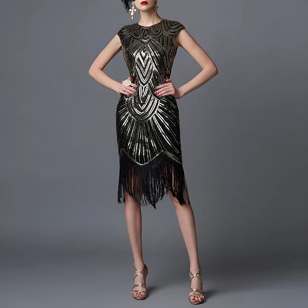 Naisten mekko, jossa on flapper-kuvio