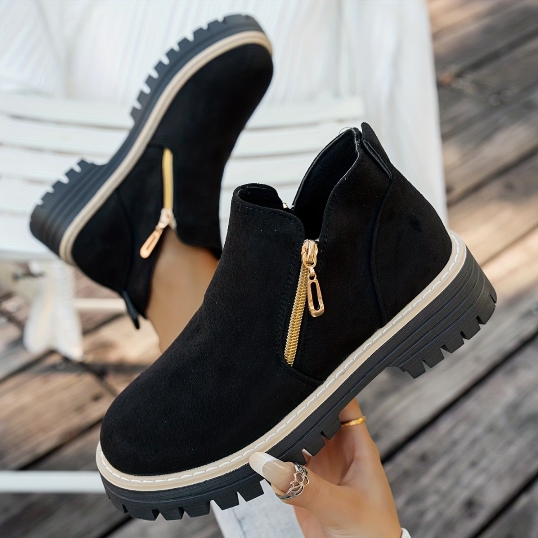 Stilfulla ankelboots med dubbel dragkedja